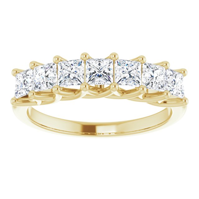 1.26 ct. Princess Cut Diamond Wedding Band 7 Stone Trellis Style Ring-VIRABYANI